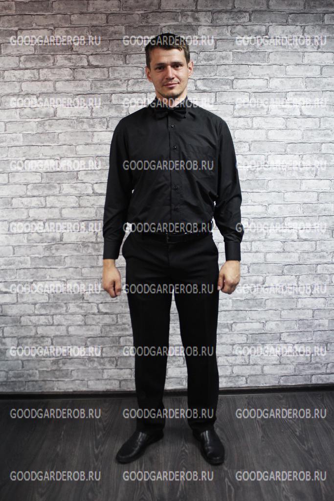 Гардеробщик - форма одежды: чёрная рубашка,черные брюки + бабочка